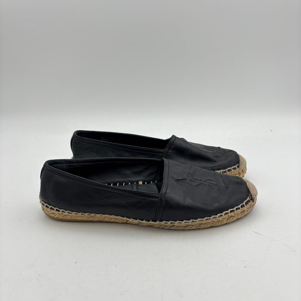 YSL Saint Laurent Logo Leather Espadrille Shoes Women's 39 US 9 - Picture 3 of 15